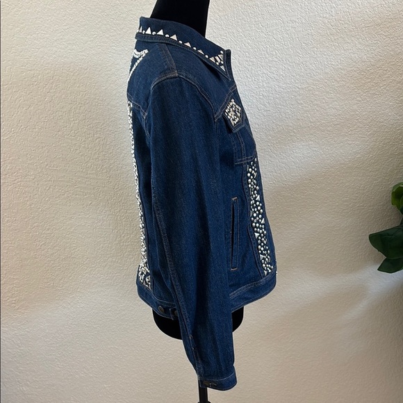 CUSTOM MADE Chaps Jean Jacket Harley-Davidson Rhinestone Studded Jacket - Picture 5 of 12